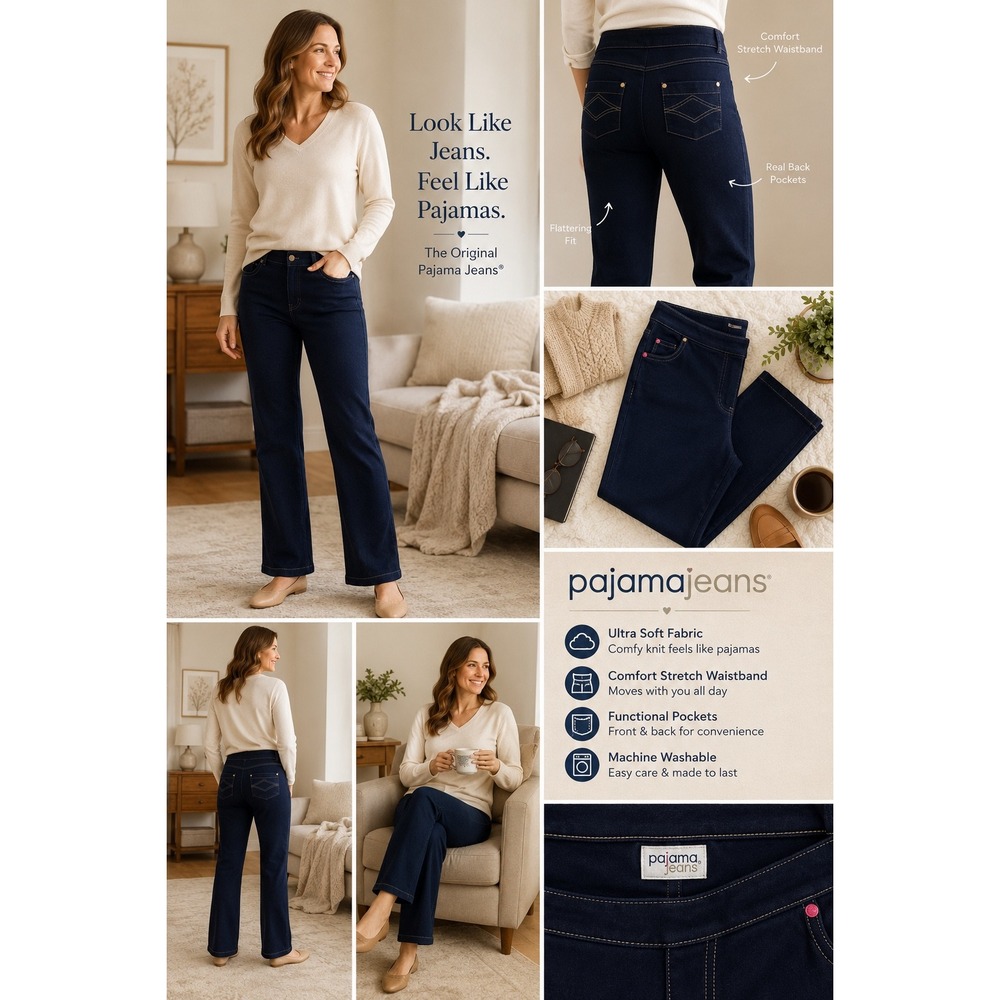 Pajama Jeans Women's Cozy Comfortable Indigo Stretch Knit Bootcut Jeans Medium